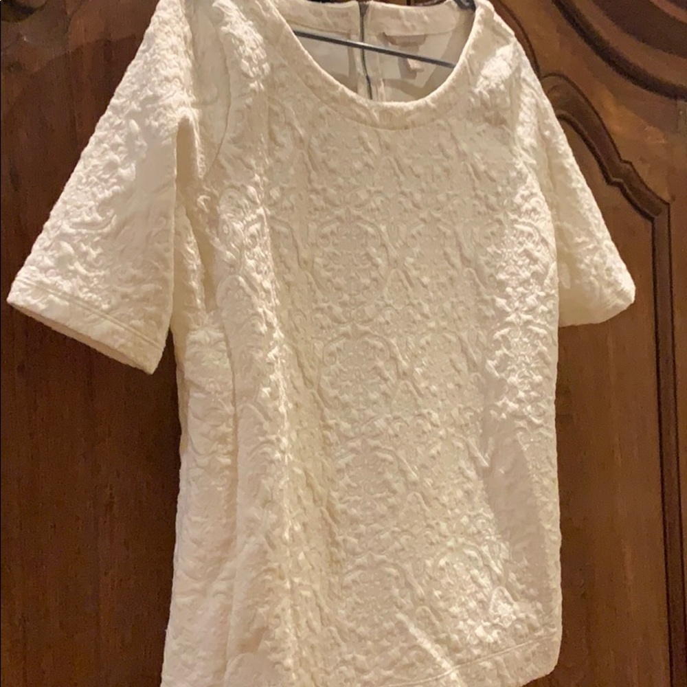 Cream color short sleeve blouse w/embellishments